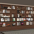 Middle Ancient Bookcase Middle Ancient Style Bookcase Study Bookcase Full Wall Bookcase Ornaments 3d model