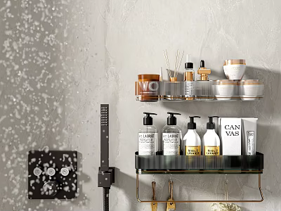 Modern Bathroom Wall Cabinets With Organized Toiletries And Storage Shelves 3d model