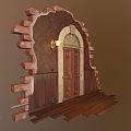 Door Gate Brick Door Stone Gate Castle Gate Castle Gate PBR Wooden Door 3d model