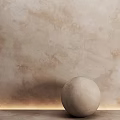 Single Bed in Minimalist Room with Grey Wall and Colored Spherical Ornaments