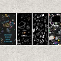 Hand Drawn School Science Fair Posters With Rocket Planets And Musical Notes