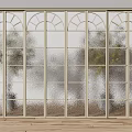 Elegant Sliding Doors With Arched Top Grille And Frosted Glass Panels