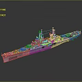 3D Model Of Naval Warship With Detailed Deck Superstructure And Antennas
