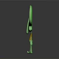 Adorable Light Green Aquatic Animal Cartoon 3D Model With Big Eyes And Long Nose