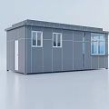 Grey Prefabricated Small Office Building With Metal Panels Windows And Door
