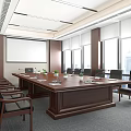 Modern Meeting Room Party and Government Organs Meeting Room Hospitality Room Reception Room Negotiation Room Meeting Table and Chair Combination Long Table and Chair 3d model