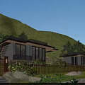 Modern Mountain Villas with Large Windows Terrace and Natural Greenery