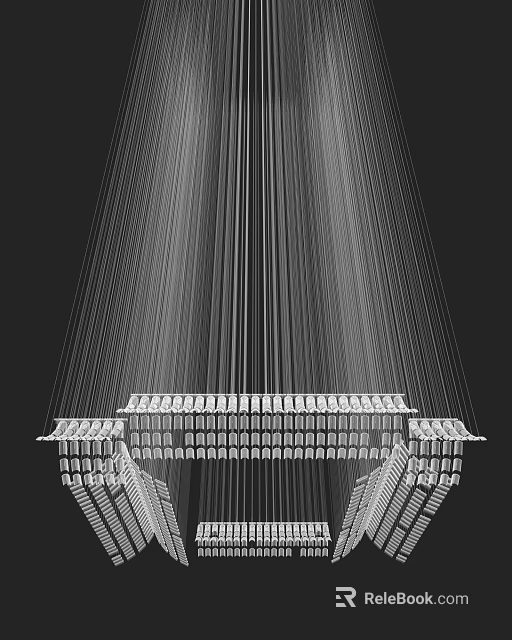 Modern Crystal Chandelier With Hanging Pendants And Contemporary Design Lighting 3d model 