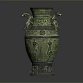 Traditional Bronze Vase Sculpture Carving With Dragon Handles Intricate Patterns And Openwork Base