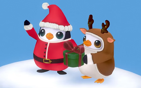 Christmas cute little animals 3d model
