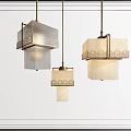 Modern Square Pendant Lights With Textured Glass Shades And Metal Frame Accents