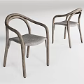 Modern Minimalist Dining Chairs With Wooden Frame Curved Armrests And Upholstered Seat