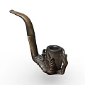 Vintage Brass Tobacco Pipe With Carved Hand Design Decorative Ornament Set