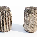 Two Textured Natural Stone Pillars With Rustic Design And Intricate Surface Patterns 3d model
