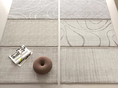 Square Rugs With Diverse Patterns Neutral Tones And Matching Items 3d model