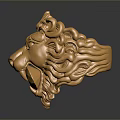 Golden Lion Head Decorative Ornament With Intricate Design For Home Decor