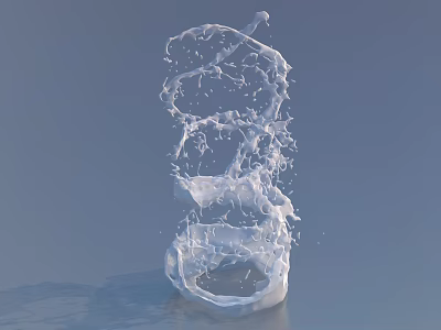 Capturing Dynamic White Milk Splash in Motion Against Blue Background 3d model