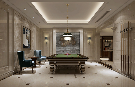 European-style Billiards Room Underground Billiards Room 3d model