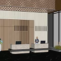 New Chinese Lobby Reception Hall Front Desk 3d model