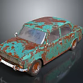 Rusty Turquoise Vintage Car With Weathered Body And Classic Design