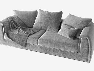 Multi-person sofa double gray fabric 3d model