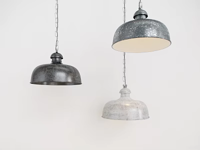 Modern Metallic Pendant Lights With Dome Shades Dark Light Gray Hanging On White Wall 3d model