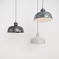 Modern Metallic Pendant Lights With Dome Shades Dark Light Gray Hanging On White Wall