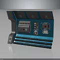 Blue Control Panel With Buttons Indicator Lights And Metallic Frame Design 3d model