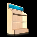 Wooden Display Shelf With Multiple Storage Layers And Top Blue Panel 3d model