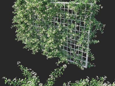Decorative Garden Trellis Covered With Lush Climbing Plants And White Flowers 3d model