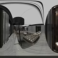 Modern Dining And Living Room Interior With Dining Table Chairs And Pendant Lighting