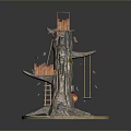 Scenic Autumn Treehouse Scene With Trunk Platform Swing And Fallen Leaves