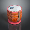 Traditional Carved Leather Drum With Red Trim White Head And Black Center