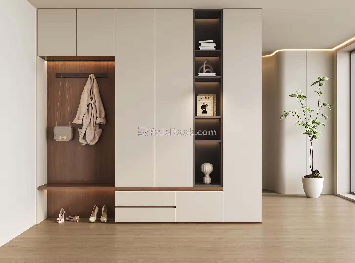 Cream Style Shoe Cabinet 3d model