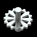 White Gear Shaped Mechanical Component With Cylindrical Shaft 3D Render On Black Background