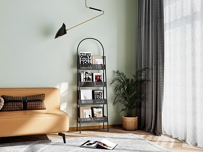 Modern Simple Arch Bookshelf Wall Bookshelf Simple Wrought Iron Book Rack model