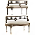 Classic Wooden Footstool Design With Carved Details And Light Colored Cushion