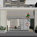 Modern Hello Tea Milk Tea Shop Storefront With Glass Doors Green Plants And Decorative Elements