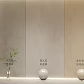 Modern Wall Paneling Interior Design With Wood Veneer Fair-faced Concrete And White Spheres