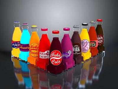Colorful Assorted Drink Bottles With Various Flavors And Brand Labels 3d model