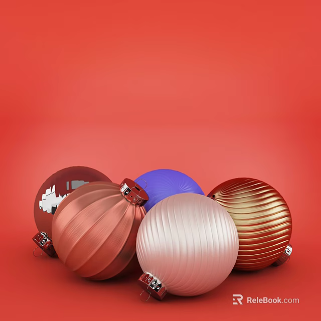 Colorful Decorative Lanterns on Red Background with Various Patterns and Styles 3d model 
