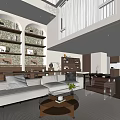 Modern Apartment Interior Design With Living Area White Sofa Arched Bookshelves Chandelier And Wooden Floors