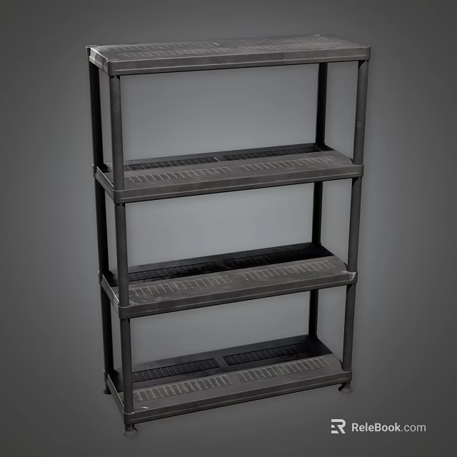 Sturdy Metal Four Tier Open Shelving Unit For Home Storage Organization 3d model 