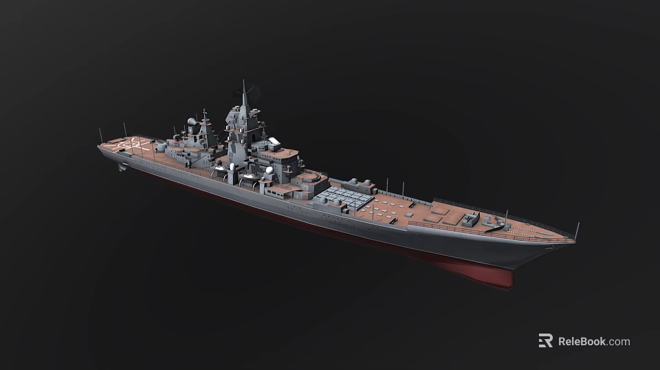 Detailed Warship 3D Model Featuring Deck Bridge And Weapon Systems Structure 3d model 