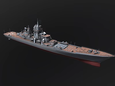 Detailed Warship 3D Model Featuring Deck Bridge And Weapon Systems Structure 3d model