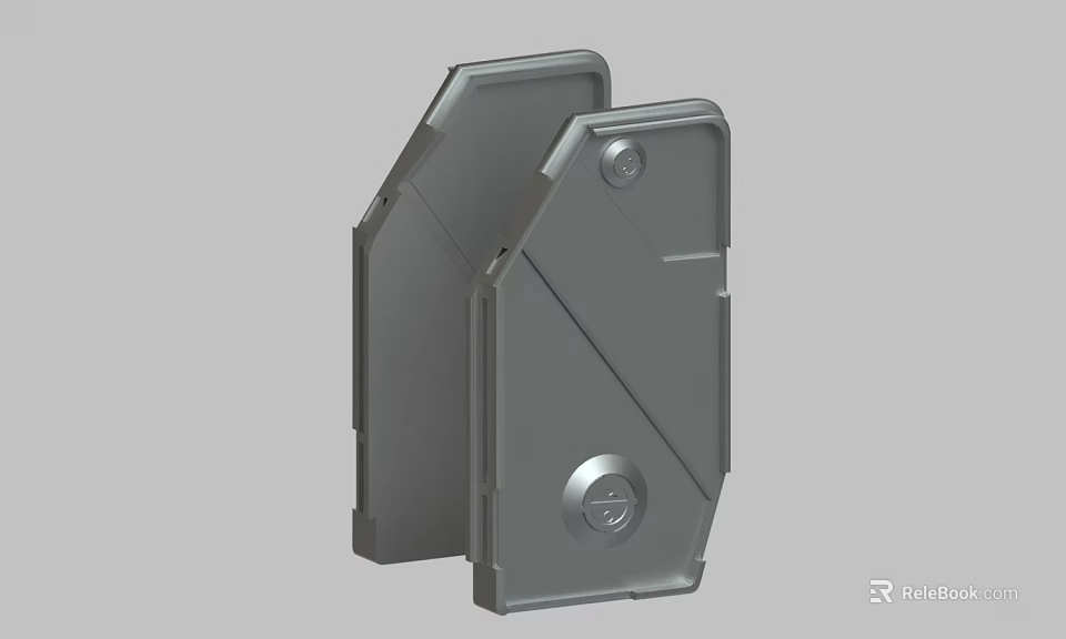 Gray 3D Model Mechanical Parts With Geometric Design And Screw Holes 3d model 