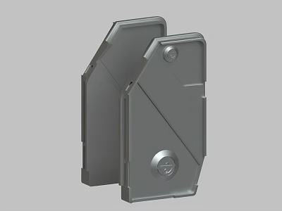 Gray 3D Model Mechanical Parts With Geometric Design And Screw Holes 3d model