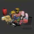 Collection of Various Everyday Objects Including Colored Containers Electronics Accessories and Stationery 3d model
