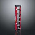 Sturdy Red Step Ladder With Multiple Steps And Black Top Finish Design 3d model