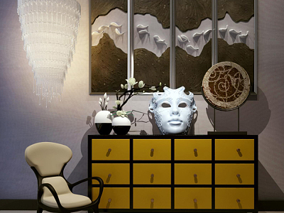 New Chinese Style Entrance Cabinet Entrance Cabinet Decoration Mask Face Combination model